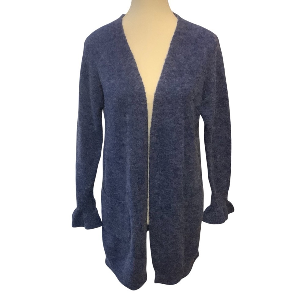 KAFFE HELLEN AYA BLUE WOOL/ MOHAIR BLEND LONG SLEEVE OPEN CARDIGAN/ Size S - Picture 2 of 12